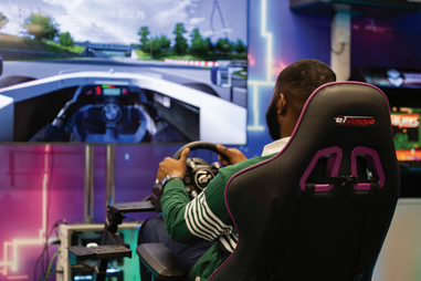 Student playing on video game
