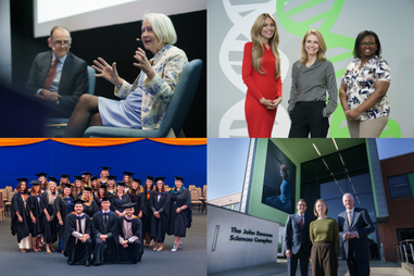 Collage of pictures of students and academics