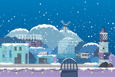 Graphic illustrating Sunderland landmarks covered in snow
