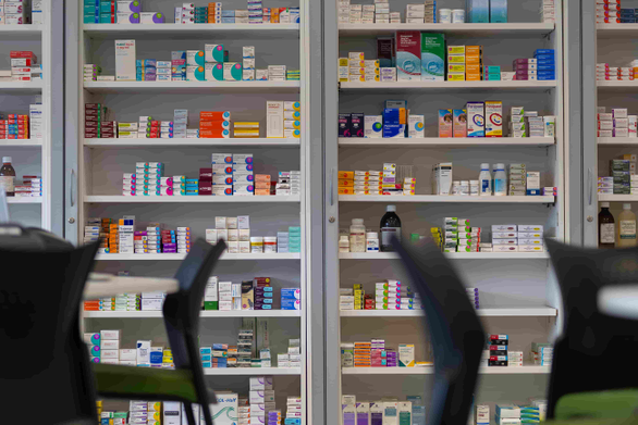 Shelves of medicine