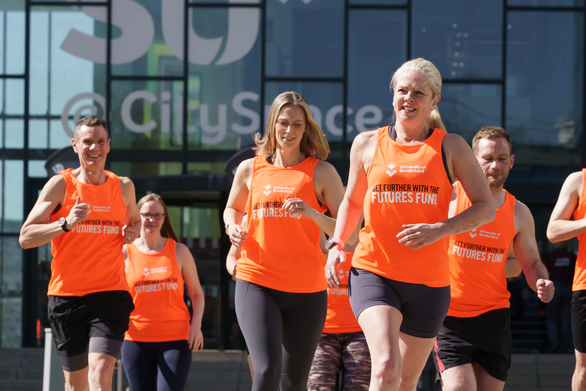 Staff running in a group