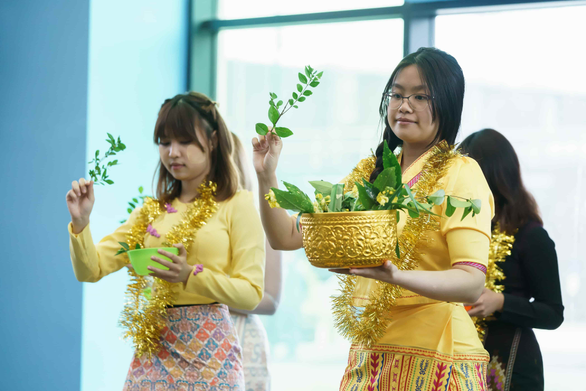 Students performing a traditional dance