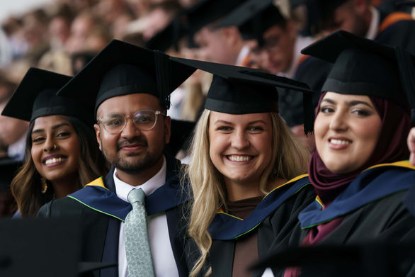 A group of students graduating