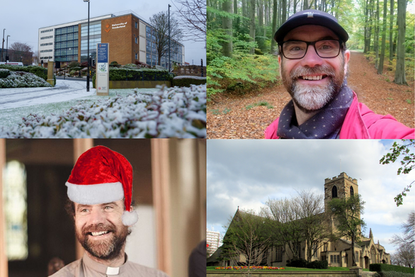 Collage of pictures of Chaplain, Sunderland Minster and the University