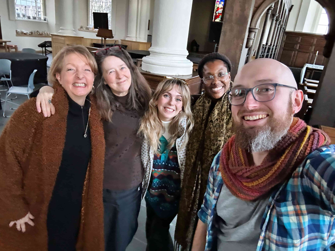 Left to right: Charlie Hardwick (actress), Polly Thomas (director), Becky Lindsay (actress) and the University of Sunderland's Chantal Herbert and Jay Sykes