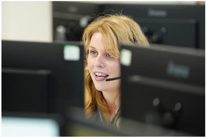 A volunteer helping take calls on the University of Sunderland's Clearing line