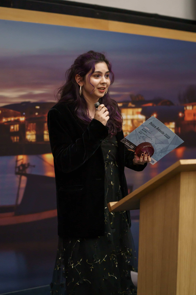 Woman with an award