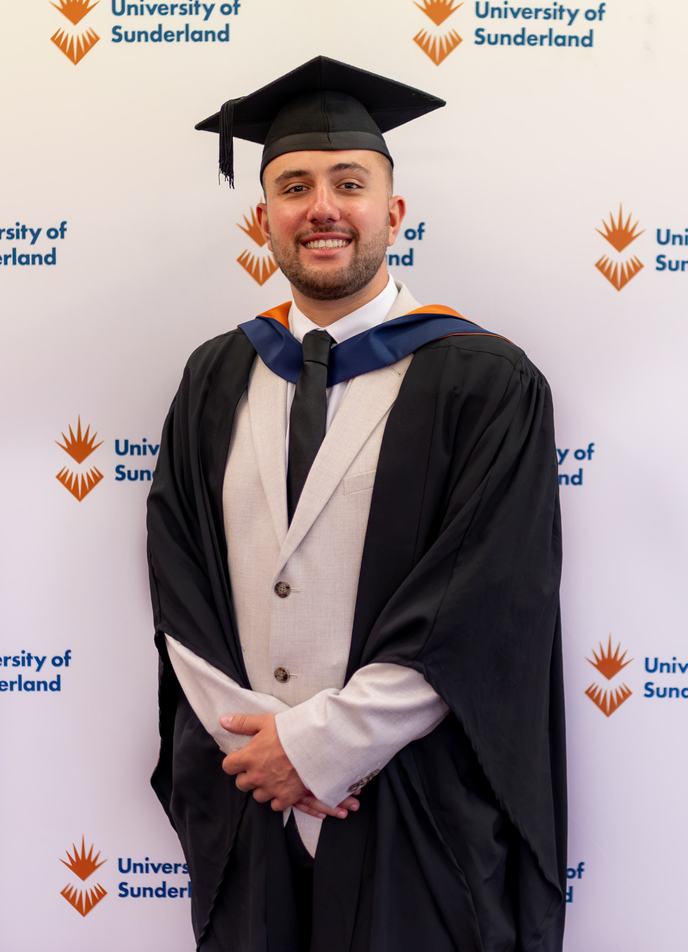 Graduate in cap and gown