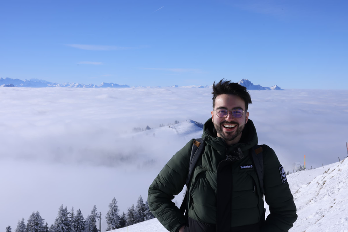Tiago Francisco on a mountain in Switzerland