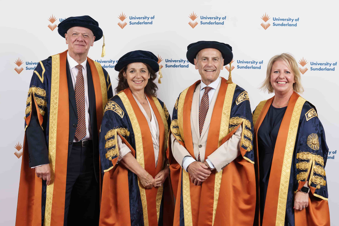 Pro-chancellors stood with Chancellor and Vice-Chancellor
