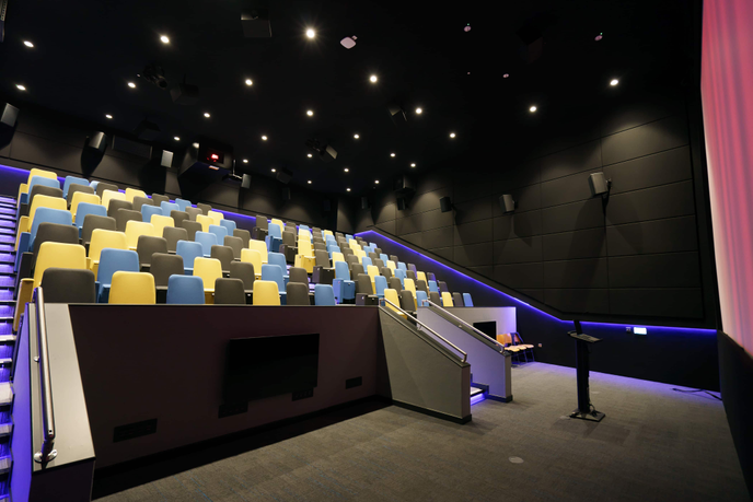 Rows of seats inside cinema