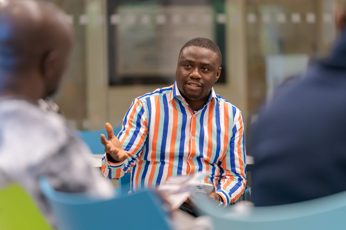 Dr Olugbenga Oyeniyi speaking at the dissemination event, Sunderland Museum and Winter Gardens