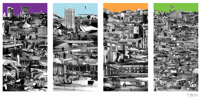 Collage of archival pictures of Washington