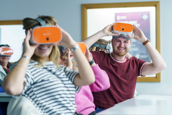 University of Sunderland trainee teachers wearing the VR headsets