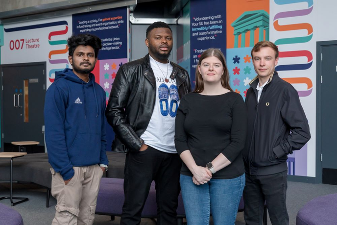 Sunderland Santander Brighter Future Scholars (L-R): Midhun Prasi Kumar, Ogonna Nwodo, Bethany Doe and Matthew Shevlin