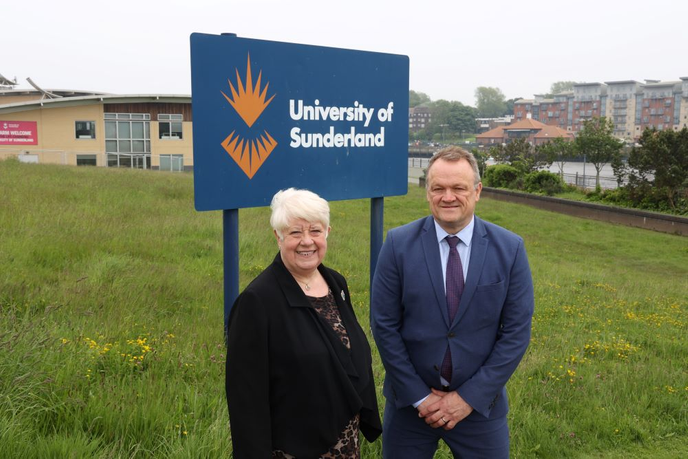 Councillor Alison Smith with Tim Pain, Director of Research and Innovation at the University of Sunderland.