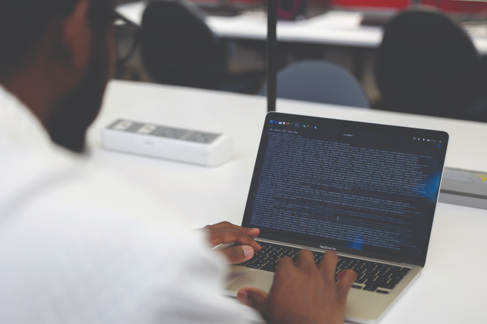 Student using a computer