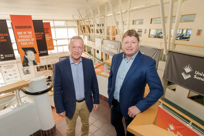 Dr Derek Watson and David Leask at the University of Sunderland's Reg Vardy Centre