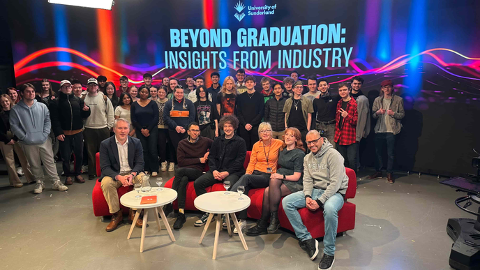 Large crowd of people in a TV studio