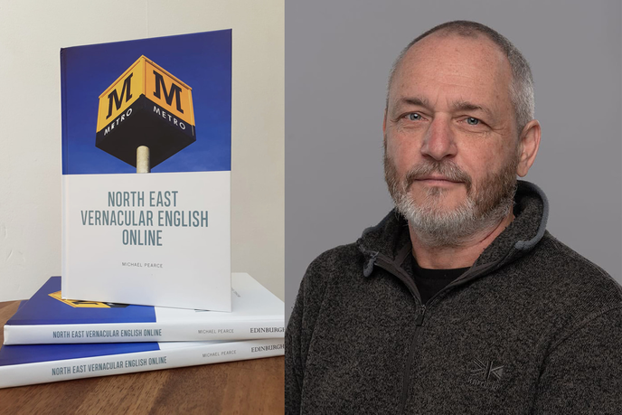 Headshot of Dr Michael Pearce with his book