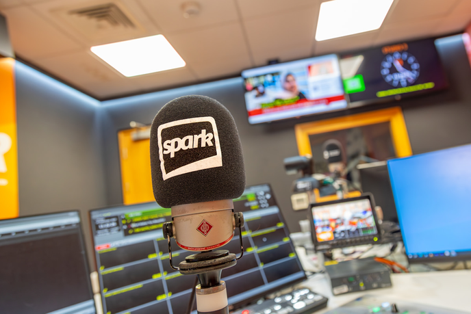Microphone in a radio studio