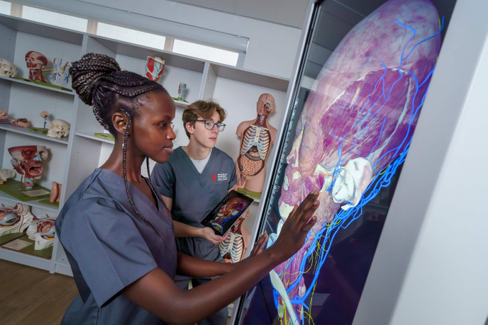Medical students using the technology at the University of Sunderland's School of Medicine