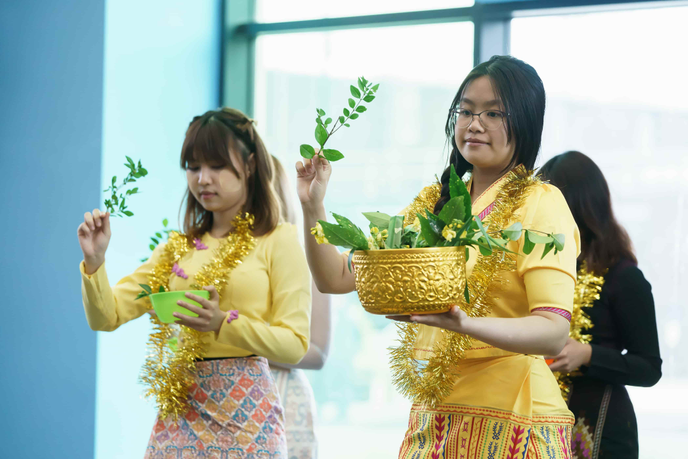 Students performing a traditional dance