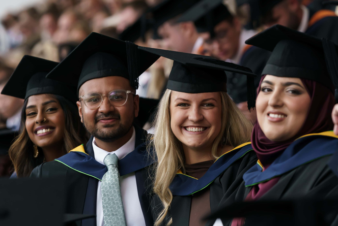 A group of students graduating