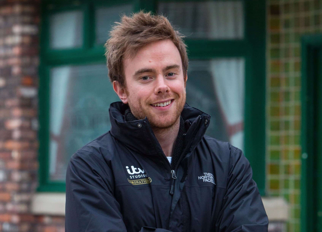 Tom on the set of Coronation Street