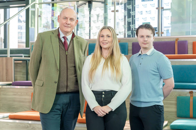 David Gray with the Sir Tom Cowie Award winners Amanda Brannen and Kurt Dobinson