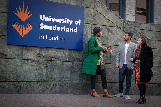 University of Sunderland in London students stood outside the building