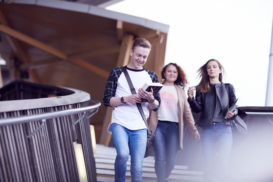 students walking on campus