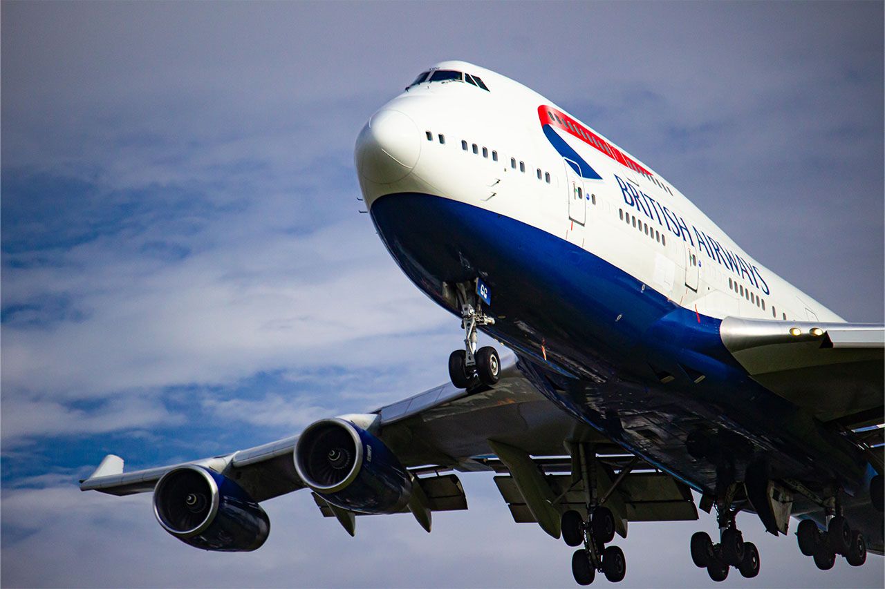 A British Airways plane taking off