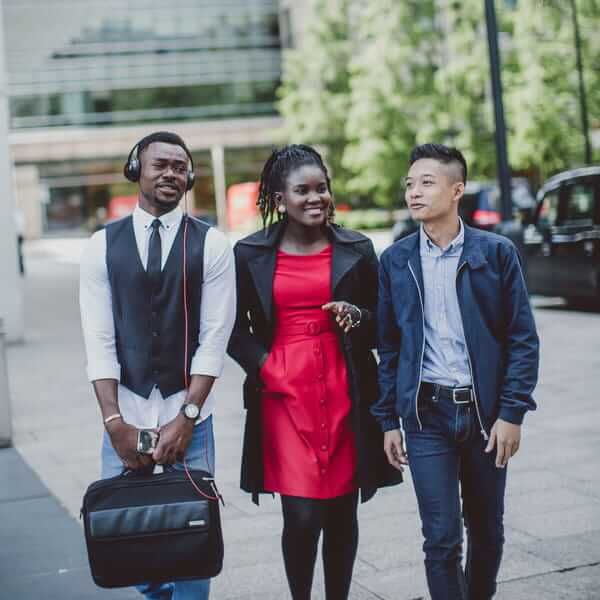 A group of students out and about in Canary Wharf