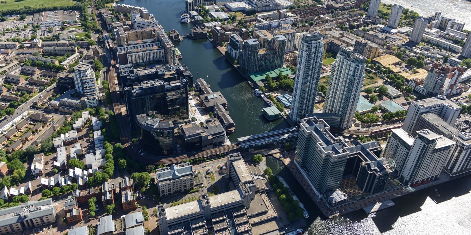 An aerial image of Canary Wharf - use for Course structure