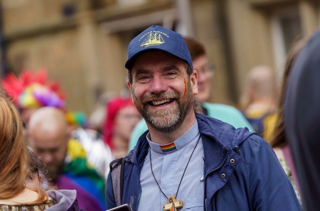 Rev Chris Howson smiling at the camera at Sunderland Pride