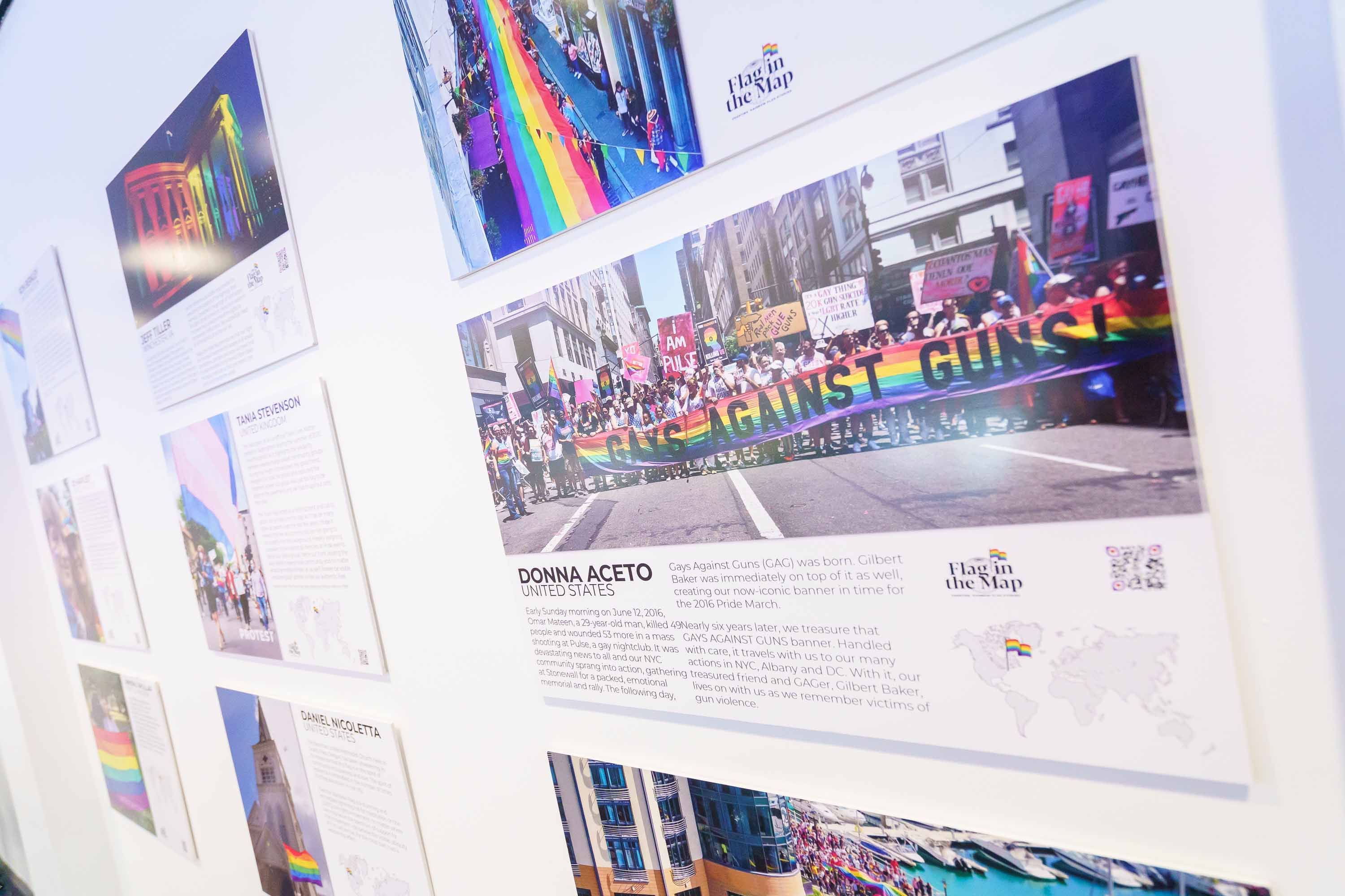 A wall of imagery and text of different events relevant to the LGBTQIA+ Conference