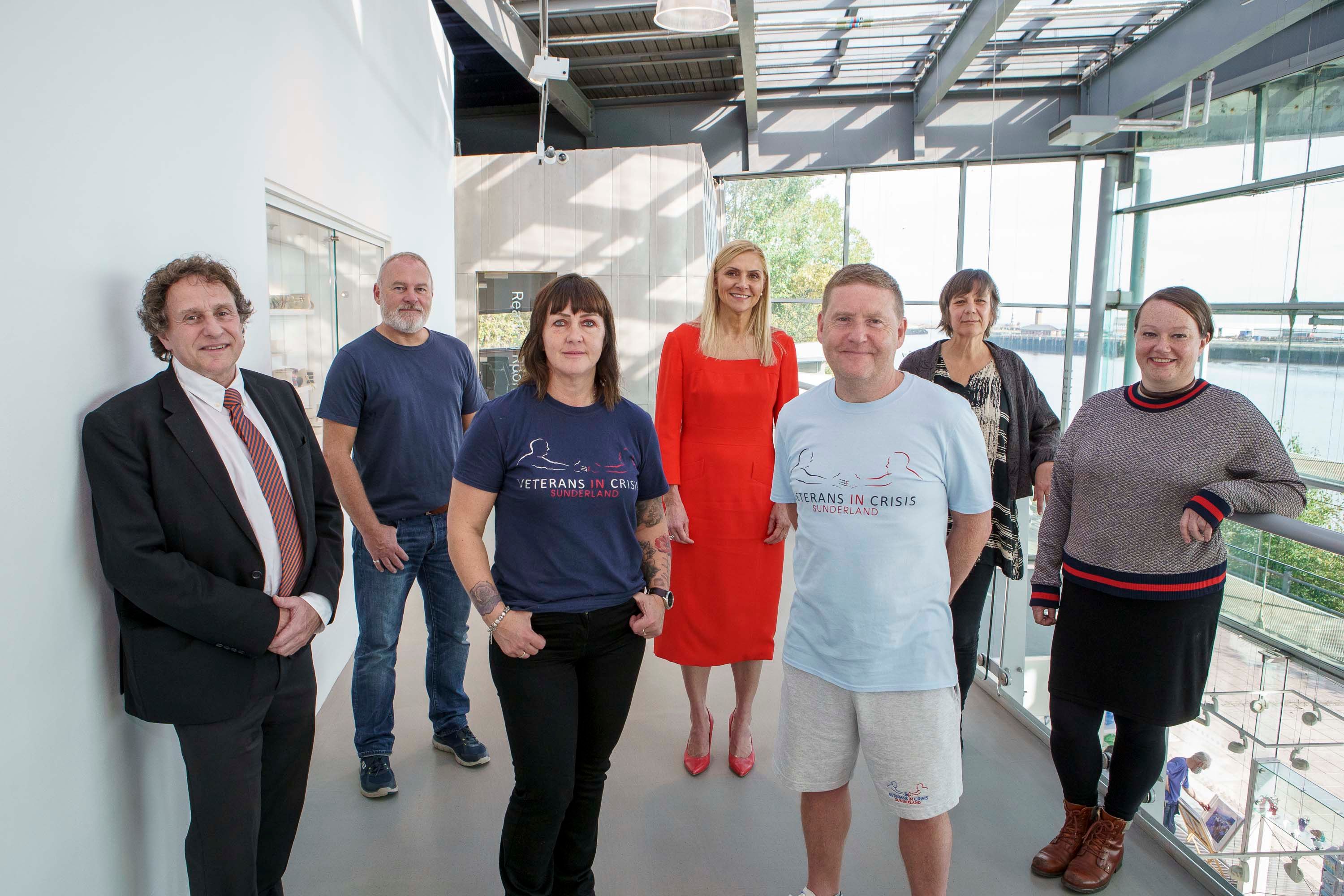 Staff from the University of Sunderland joined by members of Veterans in Crisis