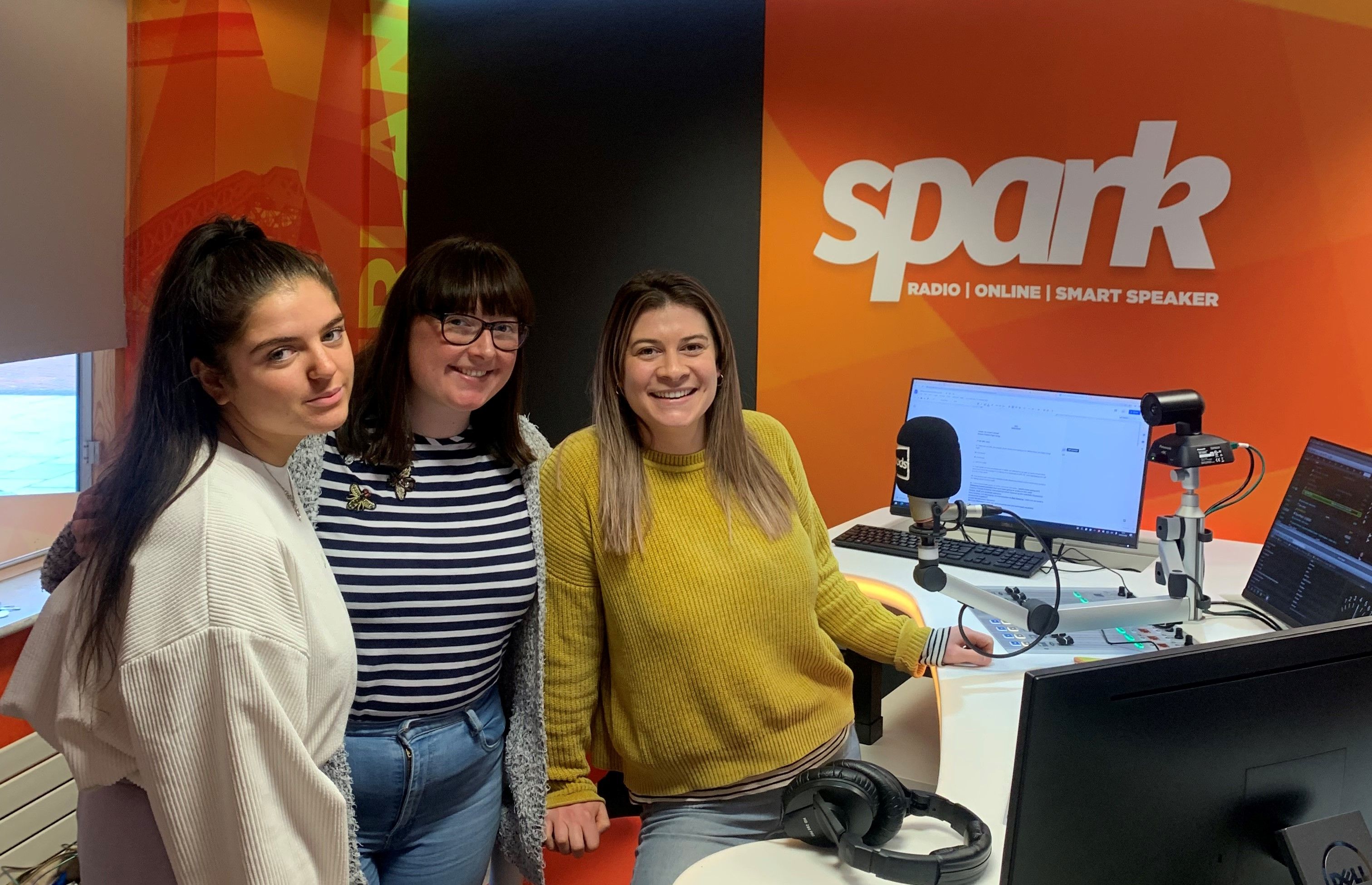 Three presenters in the Spark Sunderland studio