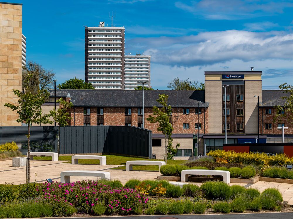 The Veterans Garden at City Campus on a sunny day