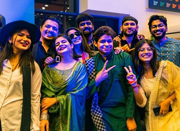 A group of students celebrating Bollywood Night