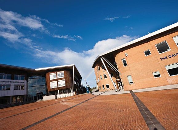 The exterior of the David Goldman Informatics Centre and the David Puttnam Media Centre at St Peters Campus