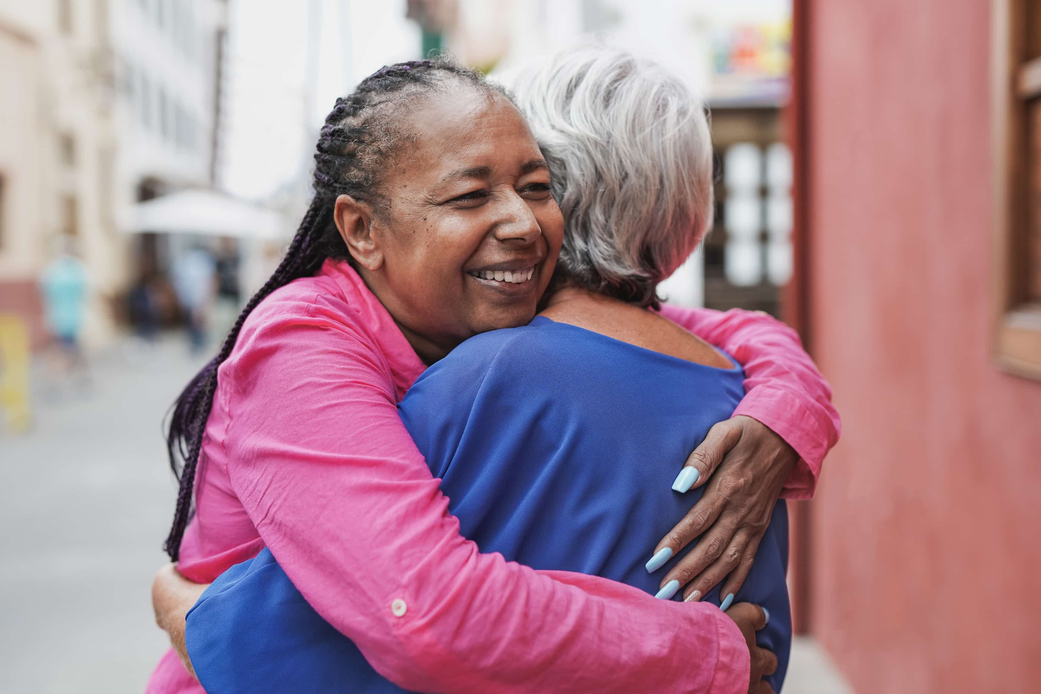 Two people hugging