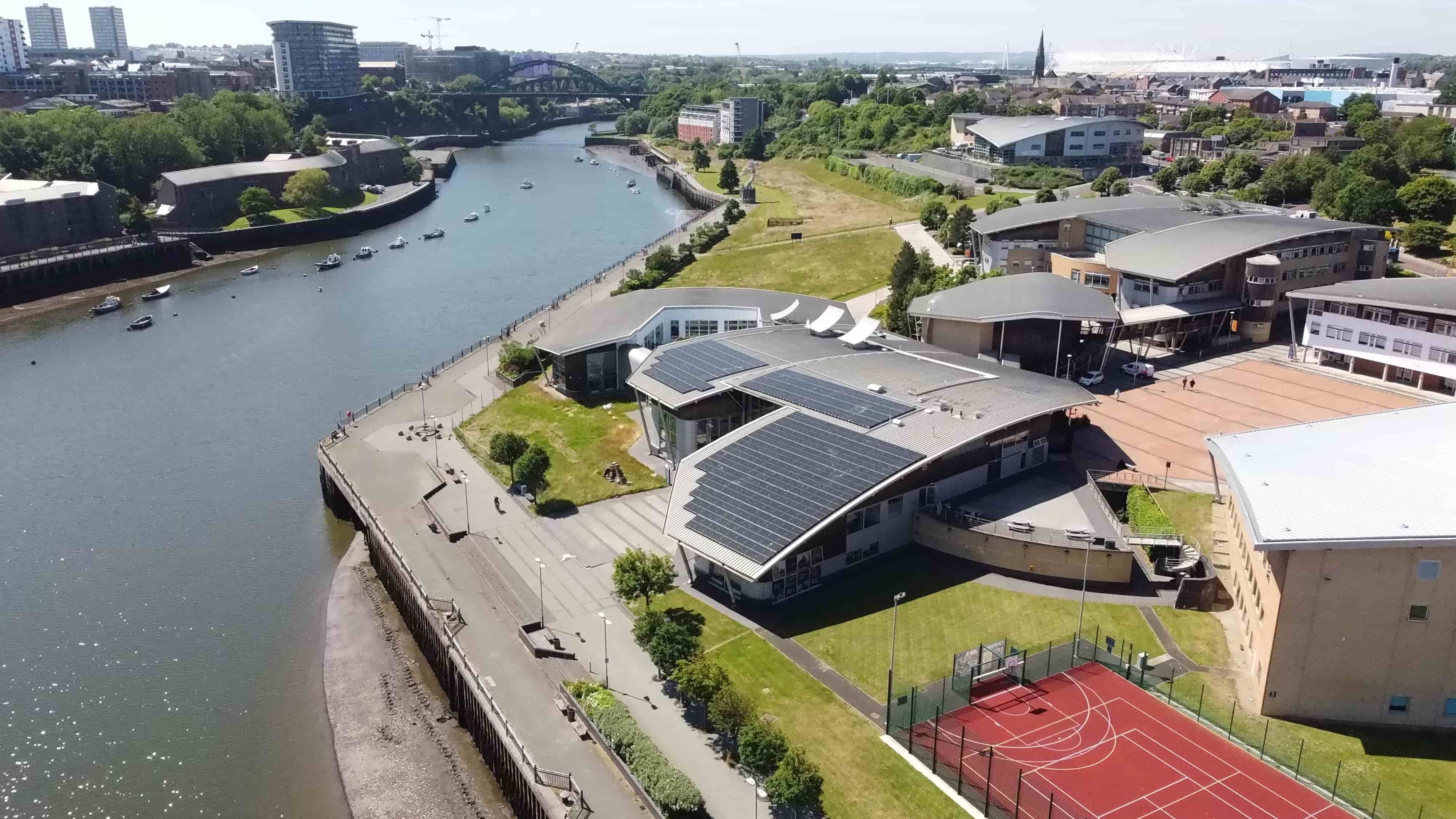 An above shot of the solar panels on the Prospect building