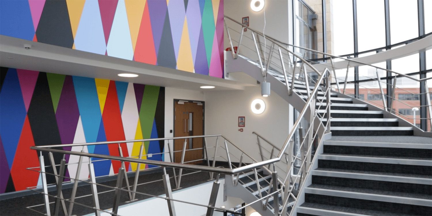 The staircase inside Hope Street Xchange