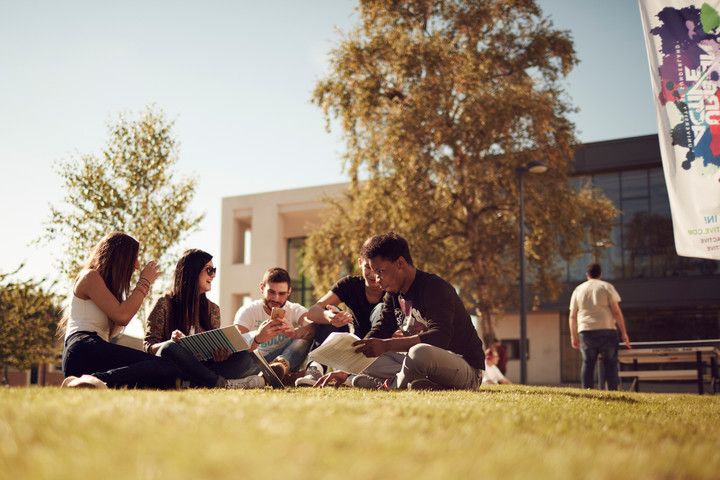 Students relaxing in the sun