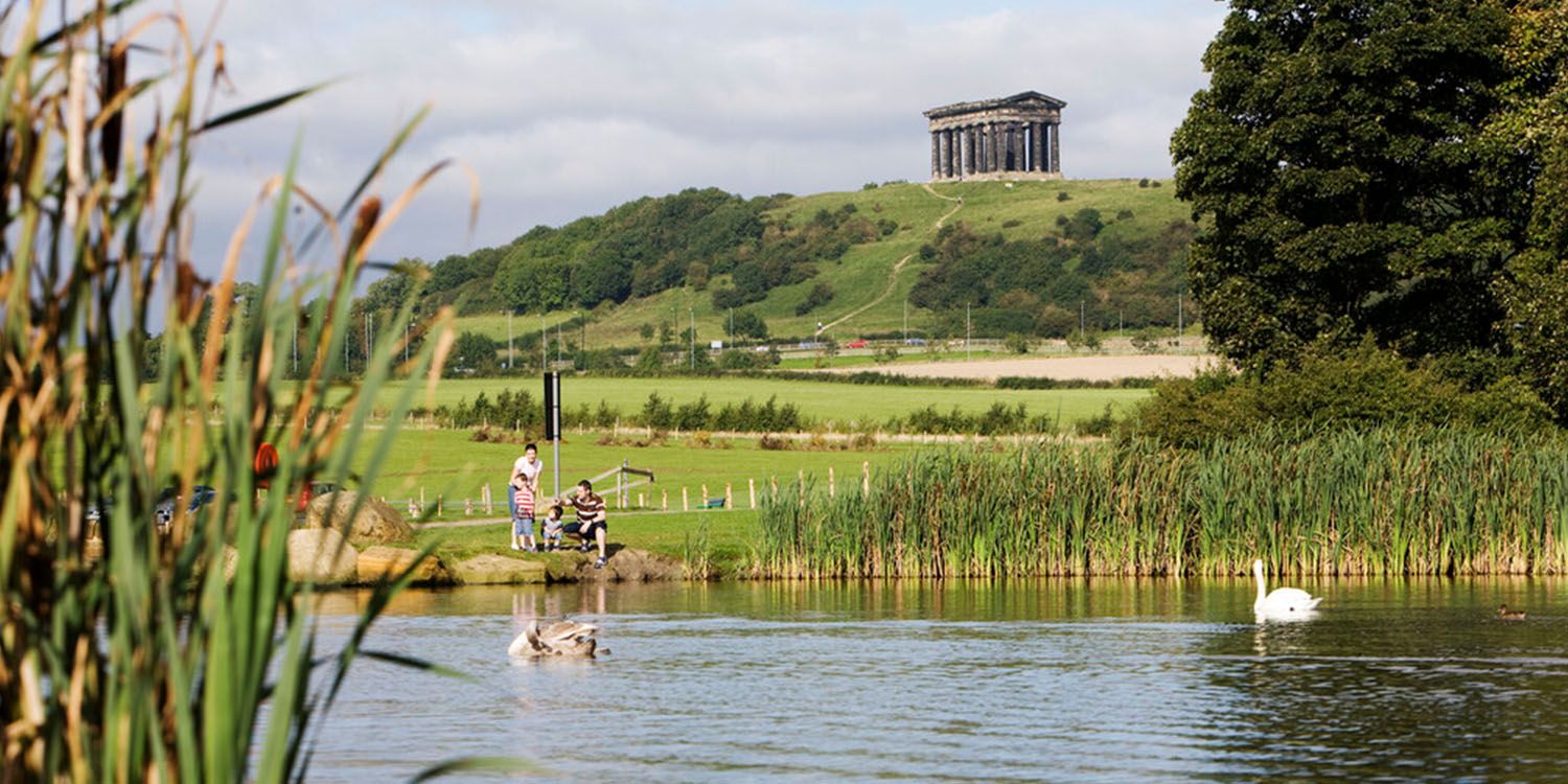 A view of Penshaw Monument across Herrington Country Park
