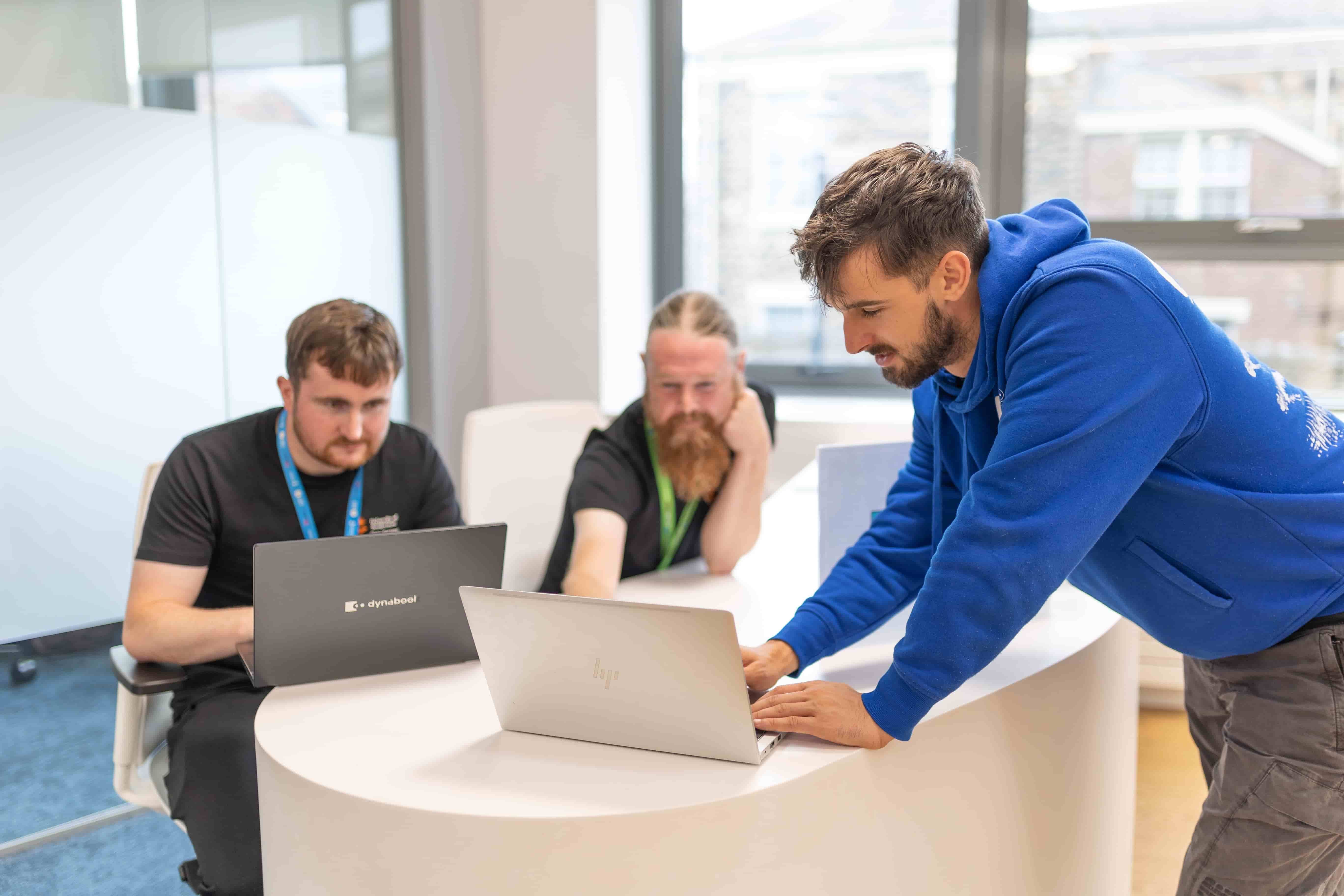 A student getting help at the Technical support desk