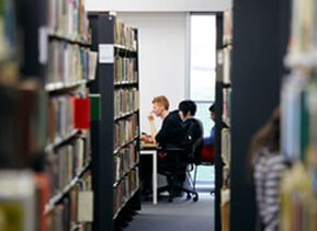 Student in the library