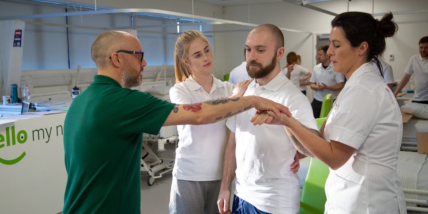 Physiotherapy and occupational therapy students working together